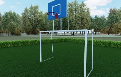 Ворота мини футбольные с баскетбольным щитом (без сетки) YDS 30-101